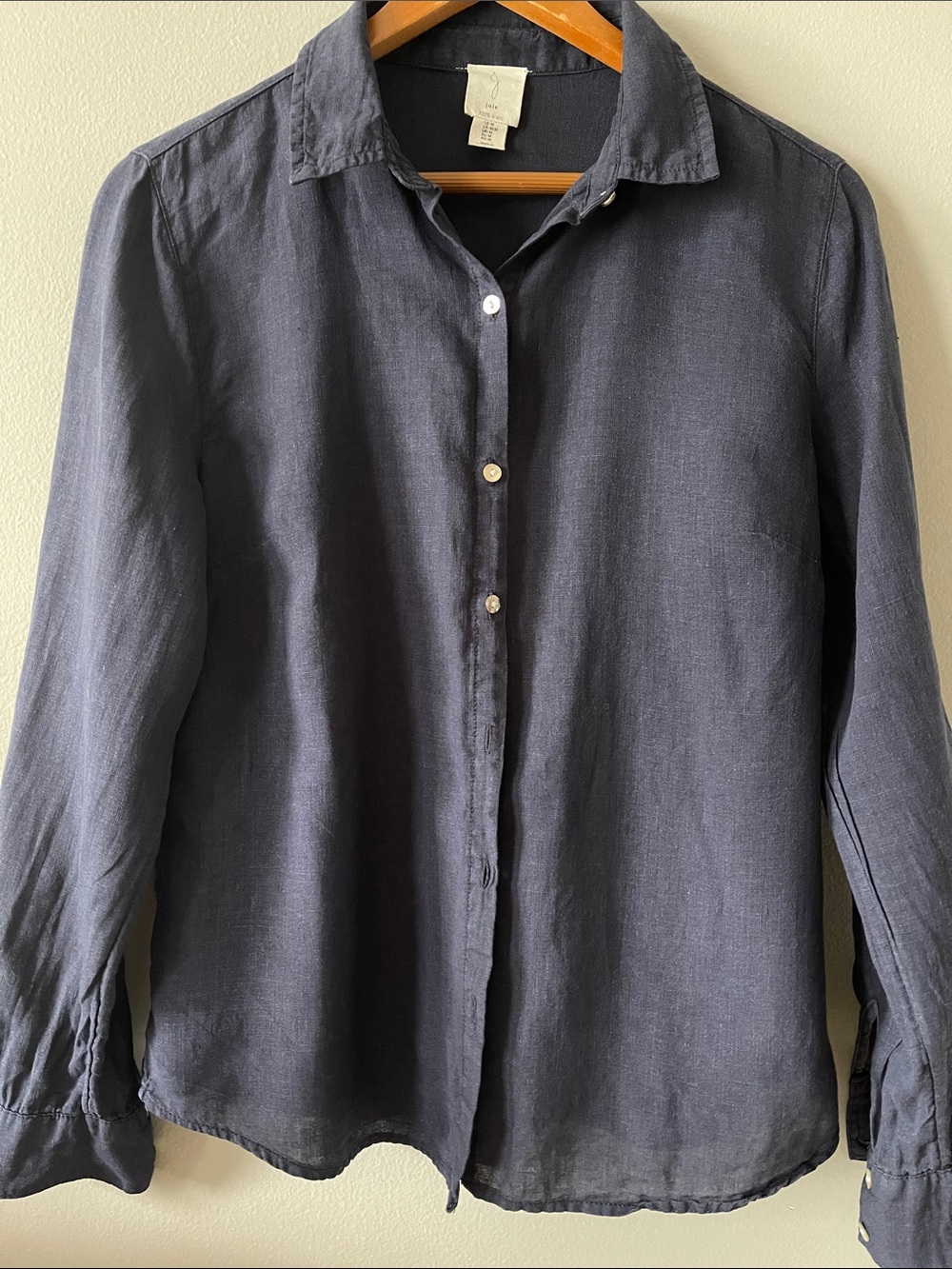 Joie 100% Linen Navy Blue Linen Button-Down Shirt